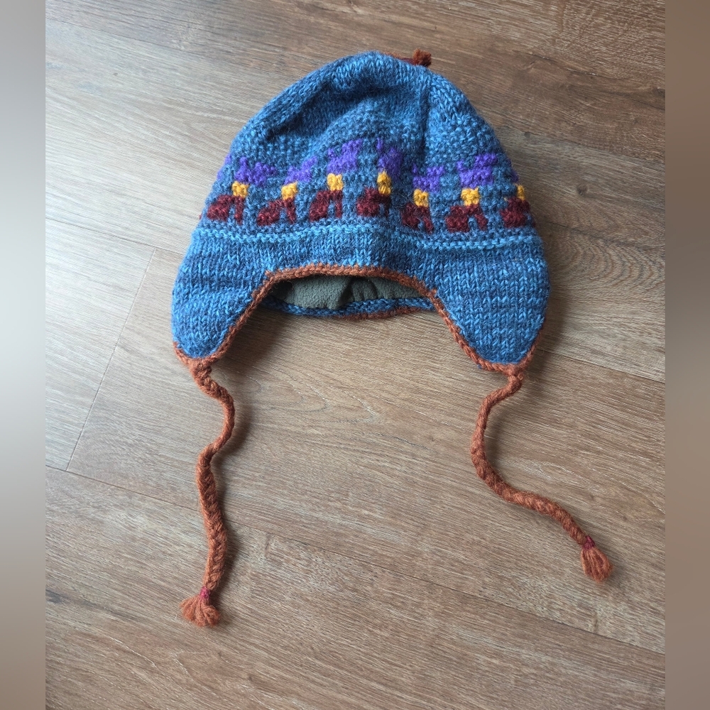 Vintage Lost Horizons 100% Wool Fair Isle Hat with Ear Flaps Multicolor - Picture 3 of 6